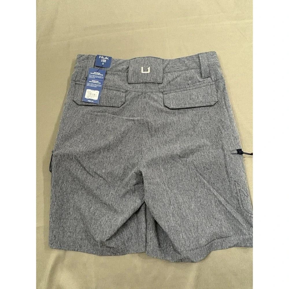 Huk Shorts Mens S Heathered Blue 8.5 Inseam Fishing Quick Dry Stretch Cargo
